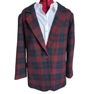 Vintage Sag Harbor Women’s Size 12 Wool Blend‎ Plaid Academia Blazer